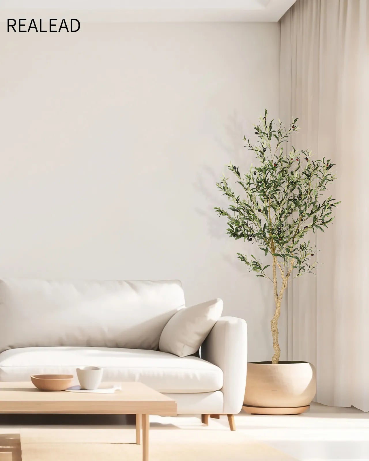 REALEAD 6'Artificial Plant Olive Silk Tree (Branches)