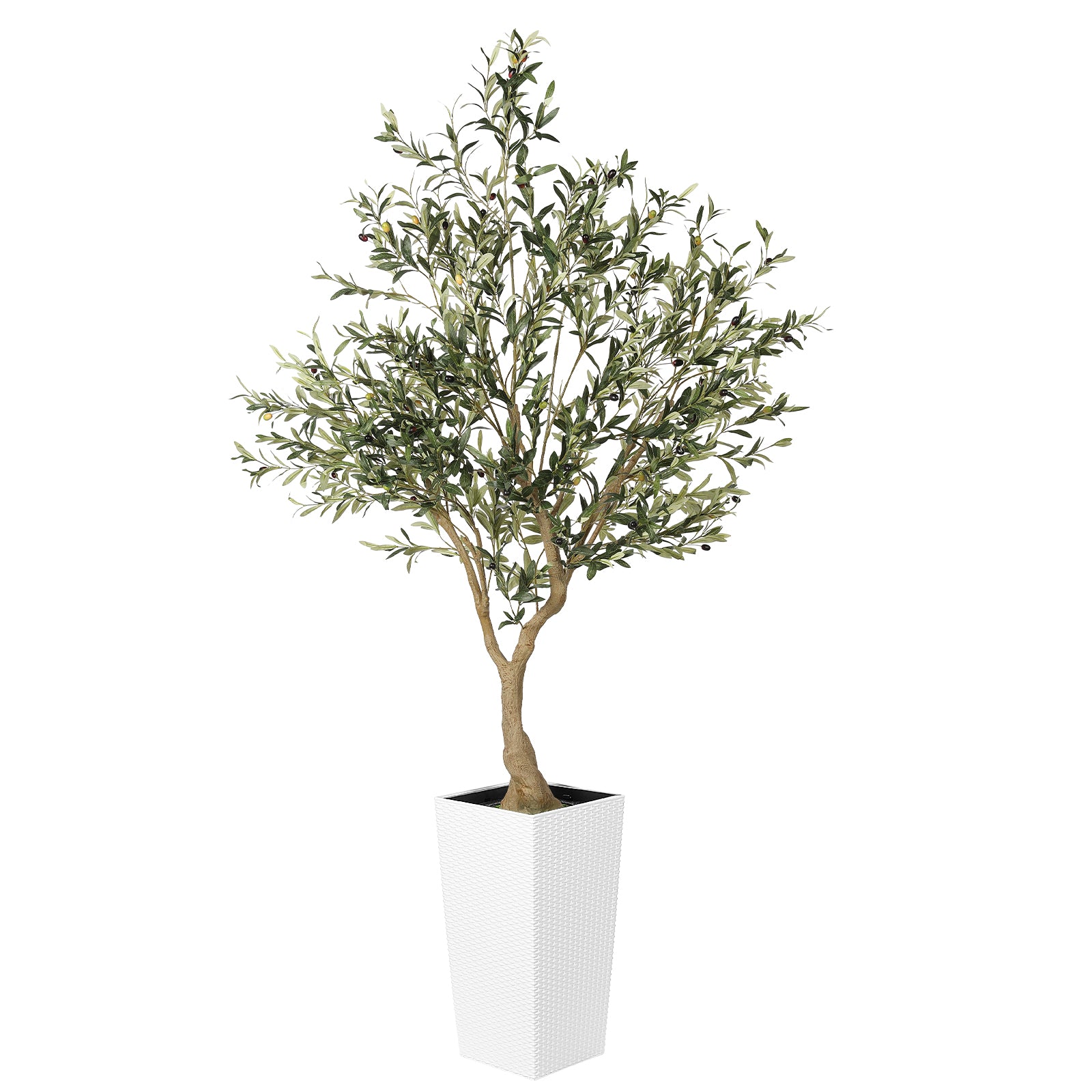 Realead 7’ Artificial Olive Tree with Tall Planter