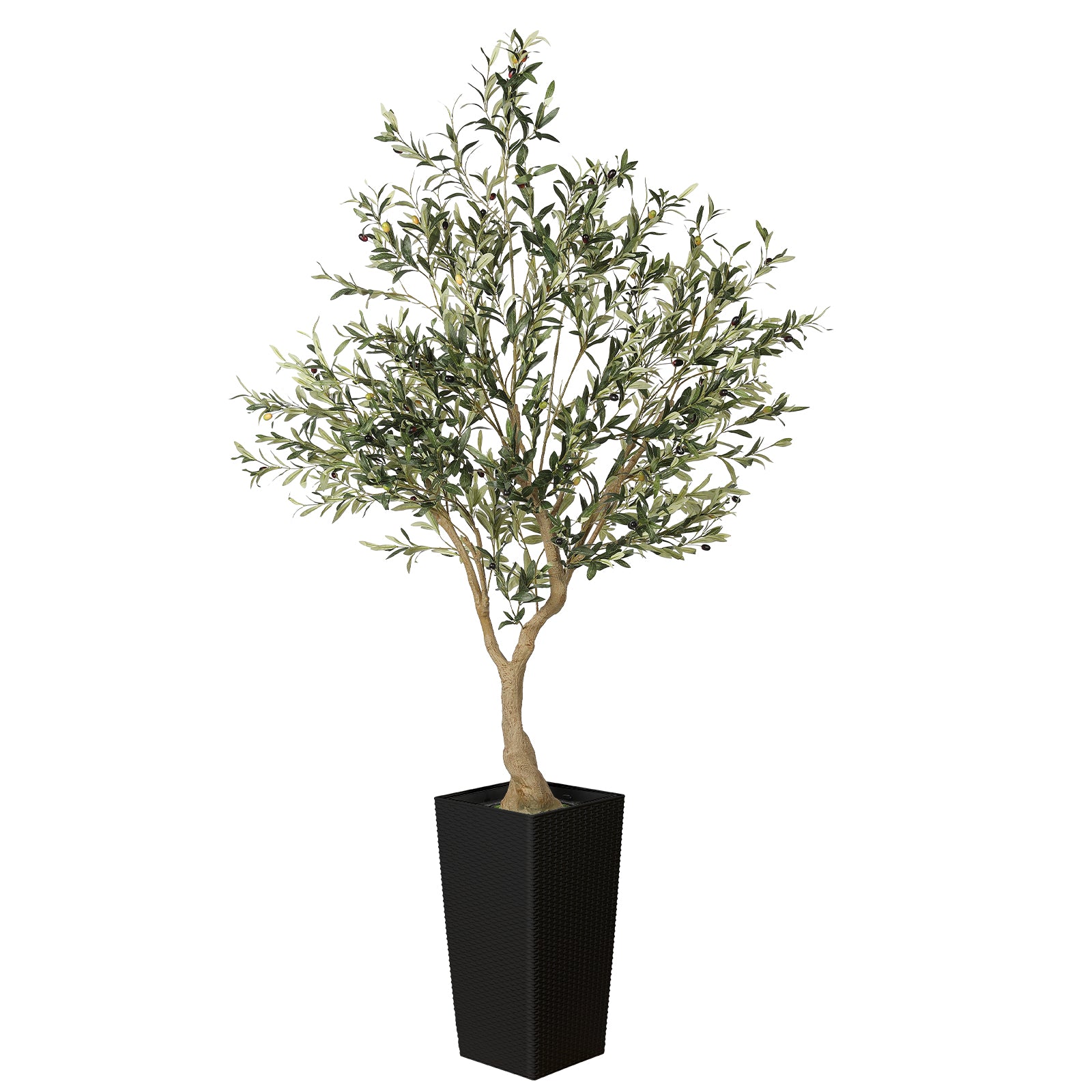Realead 7’ Artificial Olive Tree with Tall Planter