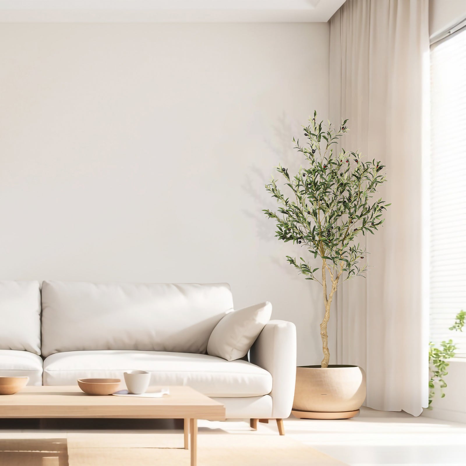 REALEAD 6'Artificial Plant Olive Silk Tree (Branches)