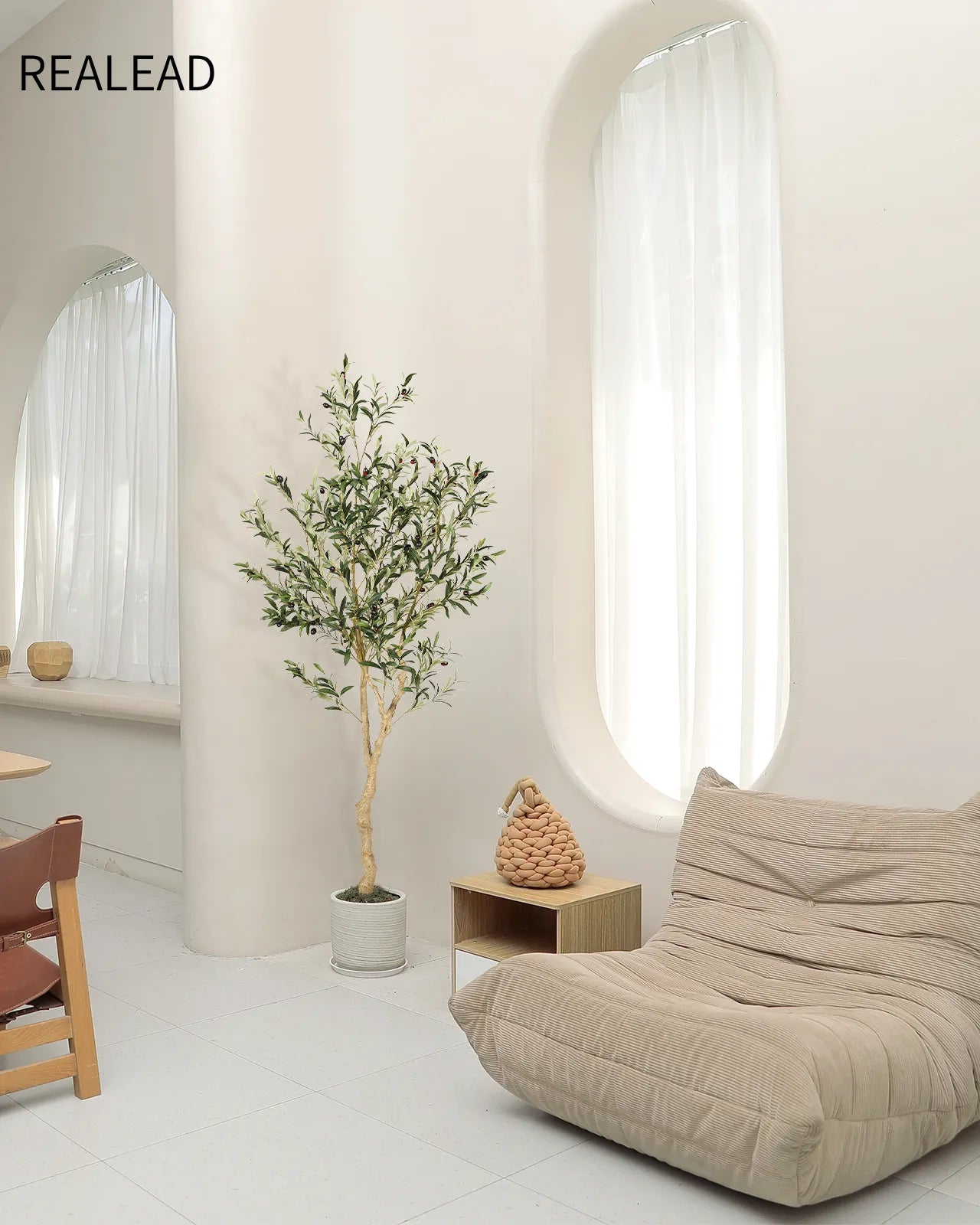 REALEAD 6'Artificial Plant Olive Silk Tree (Branches)