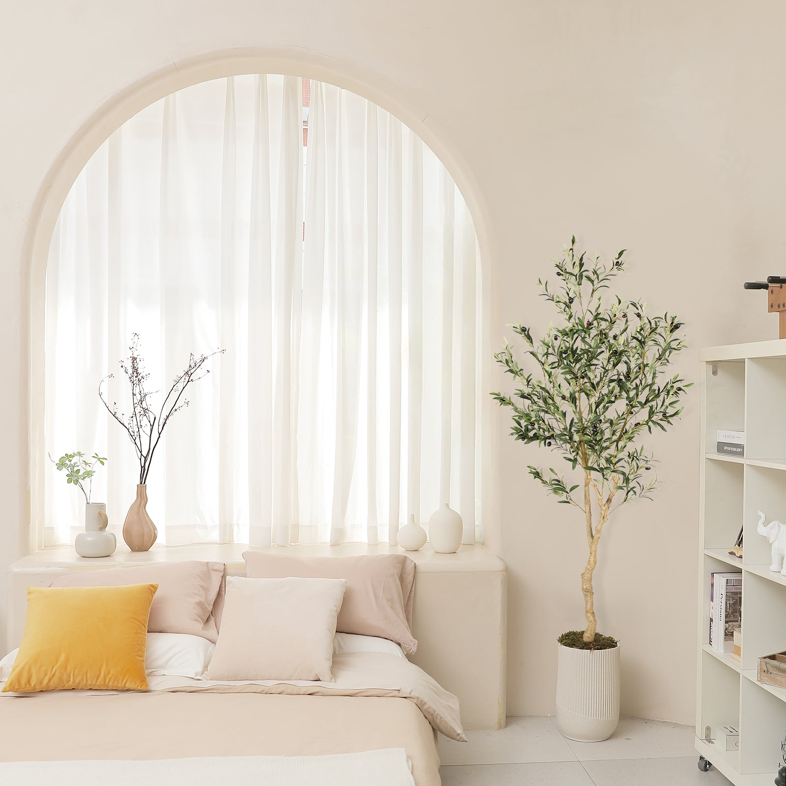 REALEAD 6'Artificial Plant Olive Silk Tree (Branches)