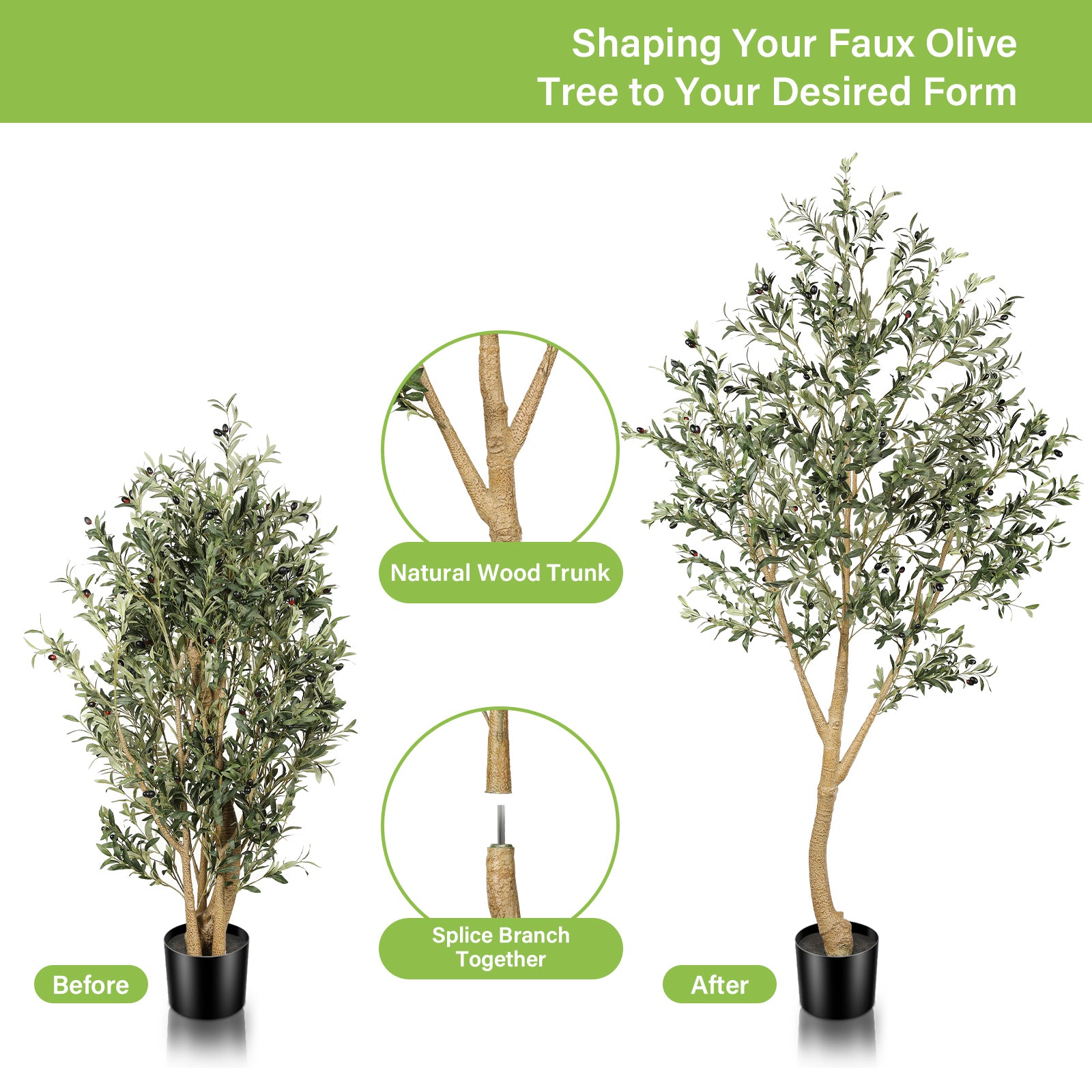 Realead 8’ Curved Olive Tree