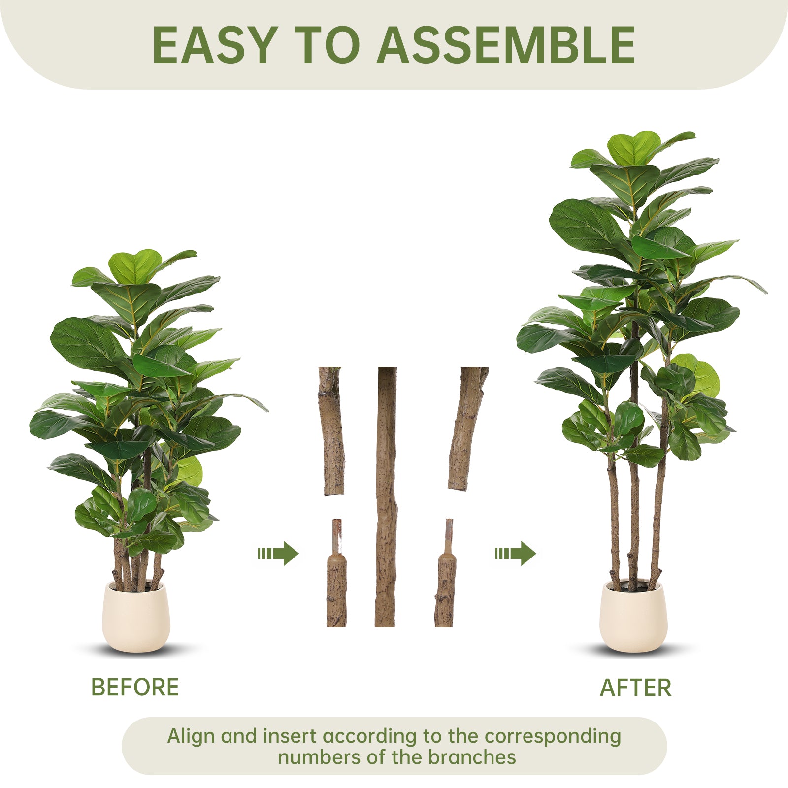 5’Fiddle Leaf Fig Tree with Planter