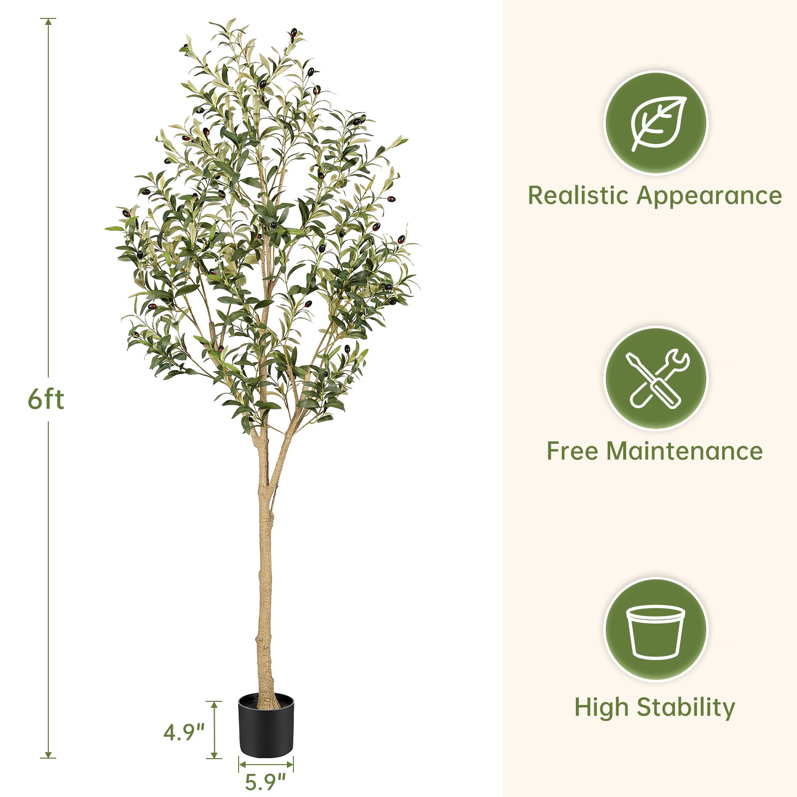 6’ Faux Olive Tree