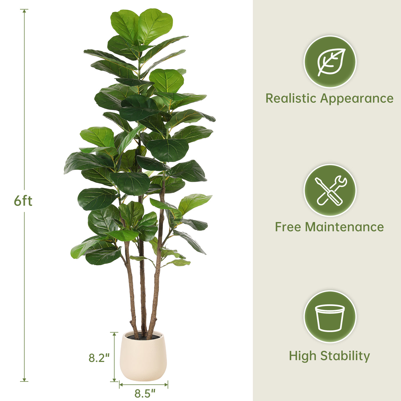 6 foot tall fiddle leaf fig tree 6'Fiddle Leaf Fig Tree with Planter – REALEAD