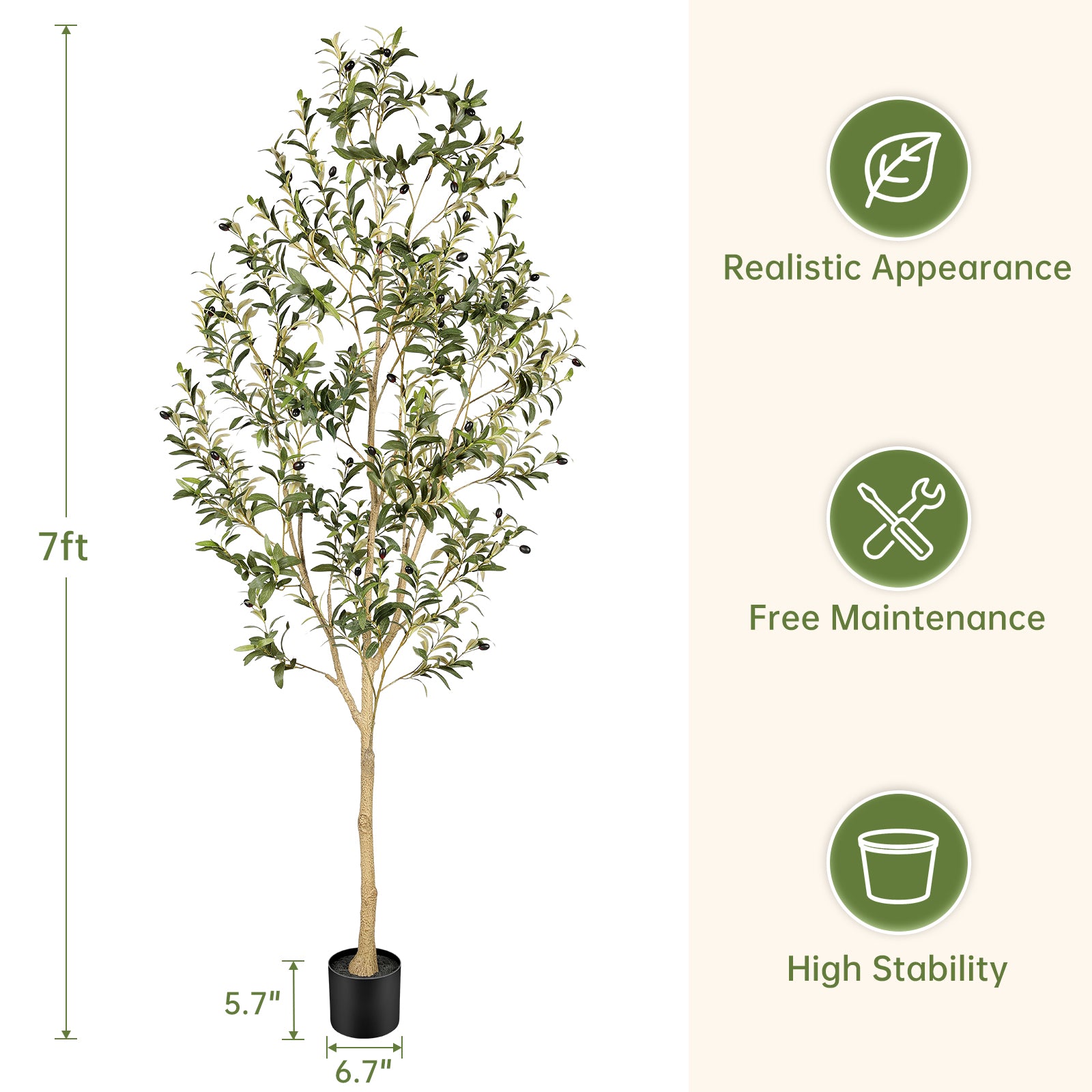 7’ Faux Olive Tree
