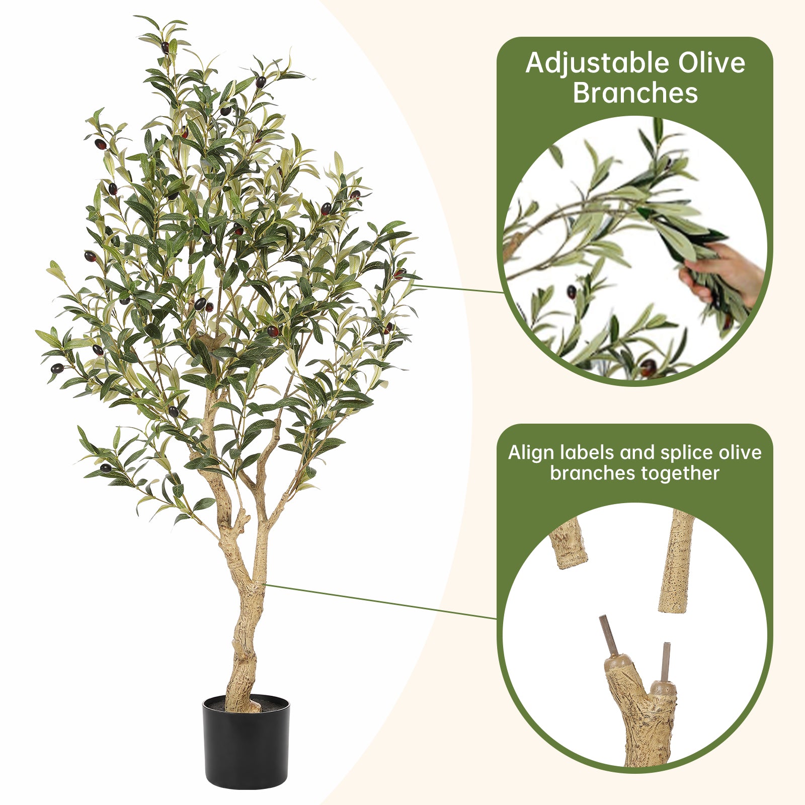 Realead 4’ Curved Olive Tree