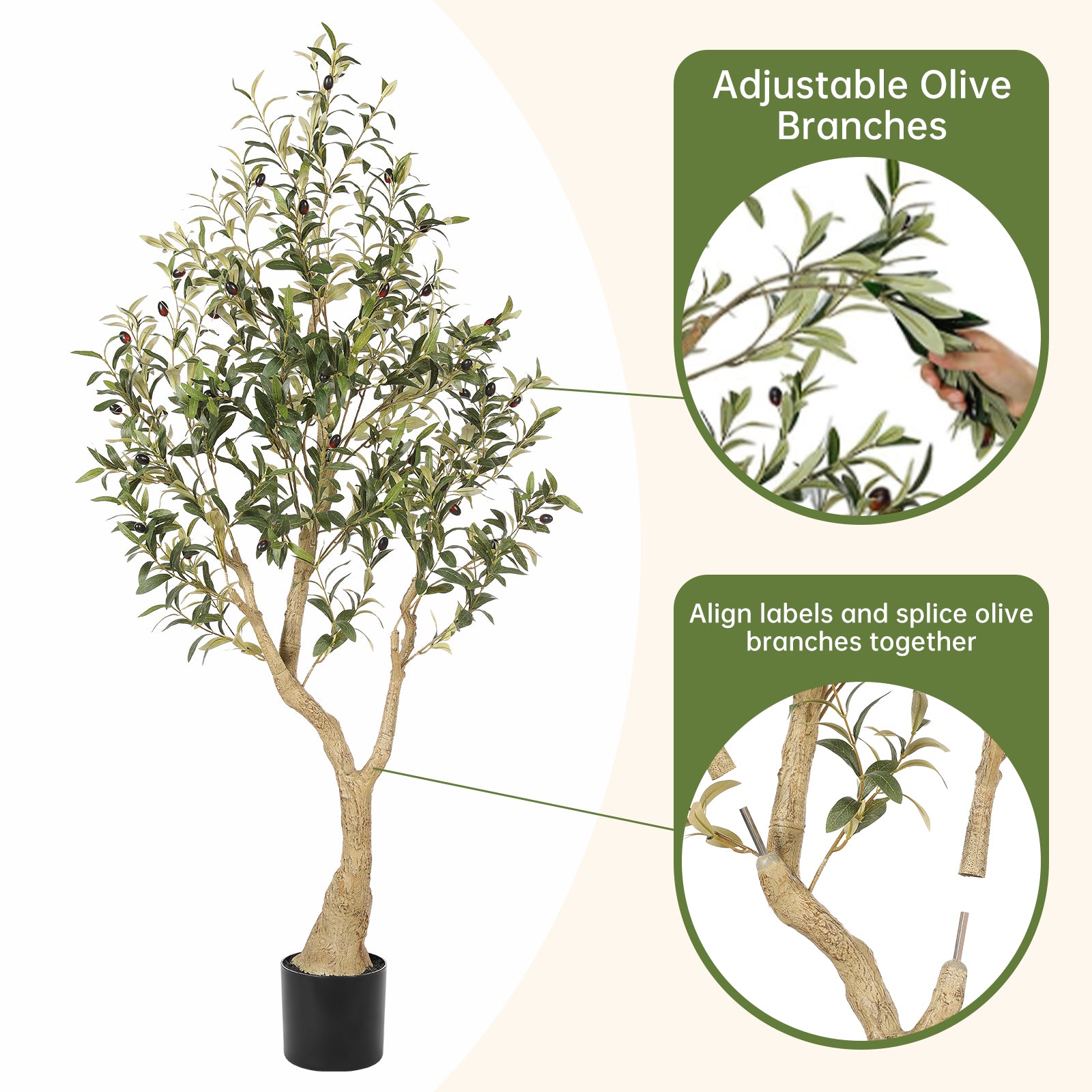 Realead 5’ Curved Olive Tree