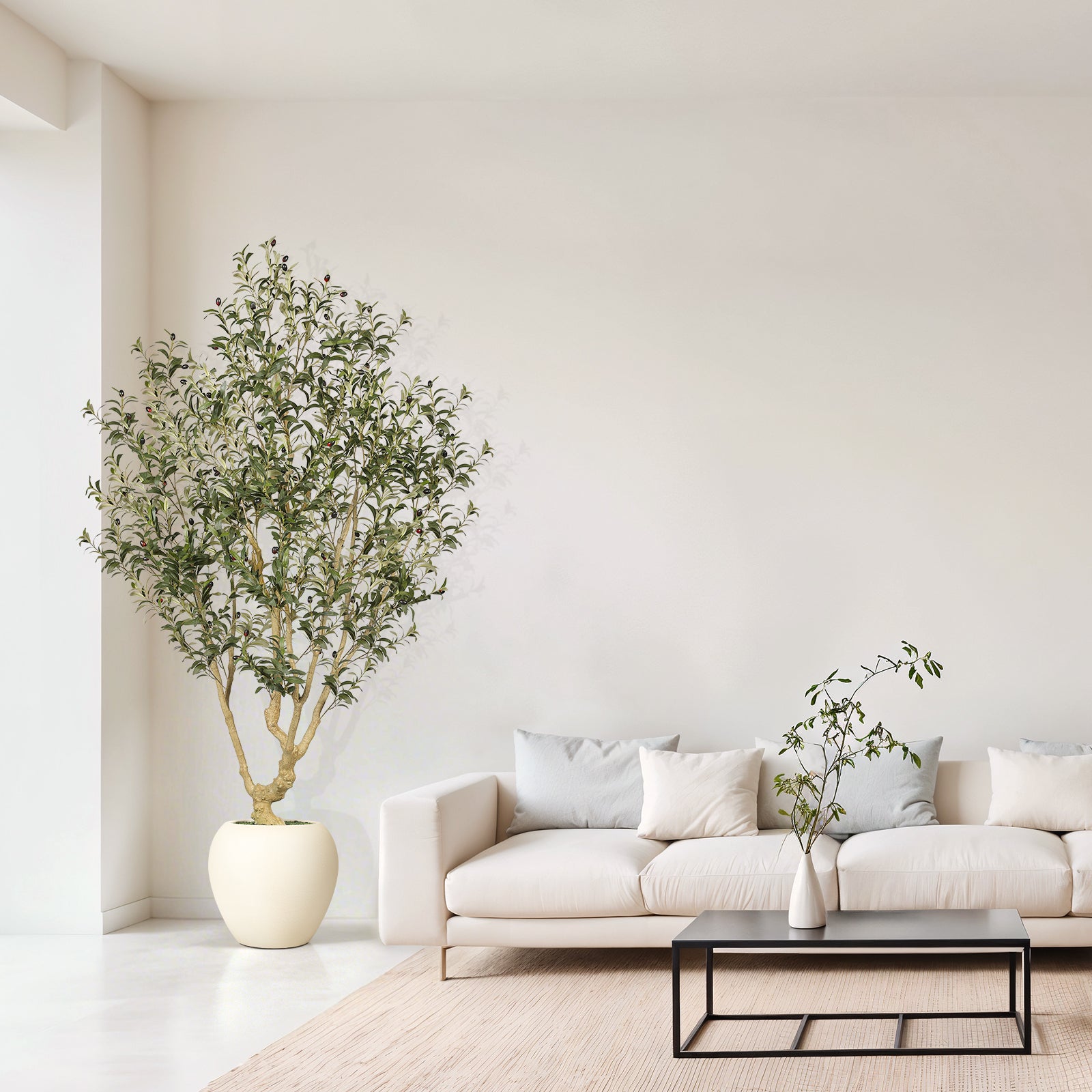 Realead 7’ Large Olive Tree with Tall Planter