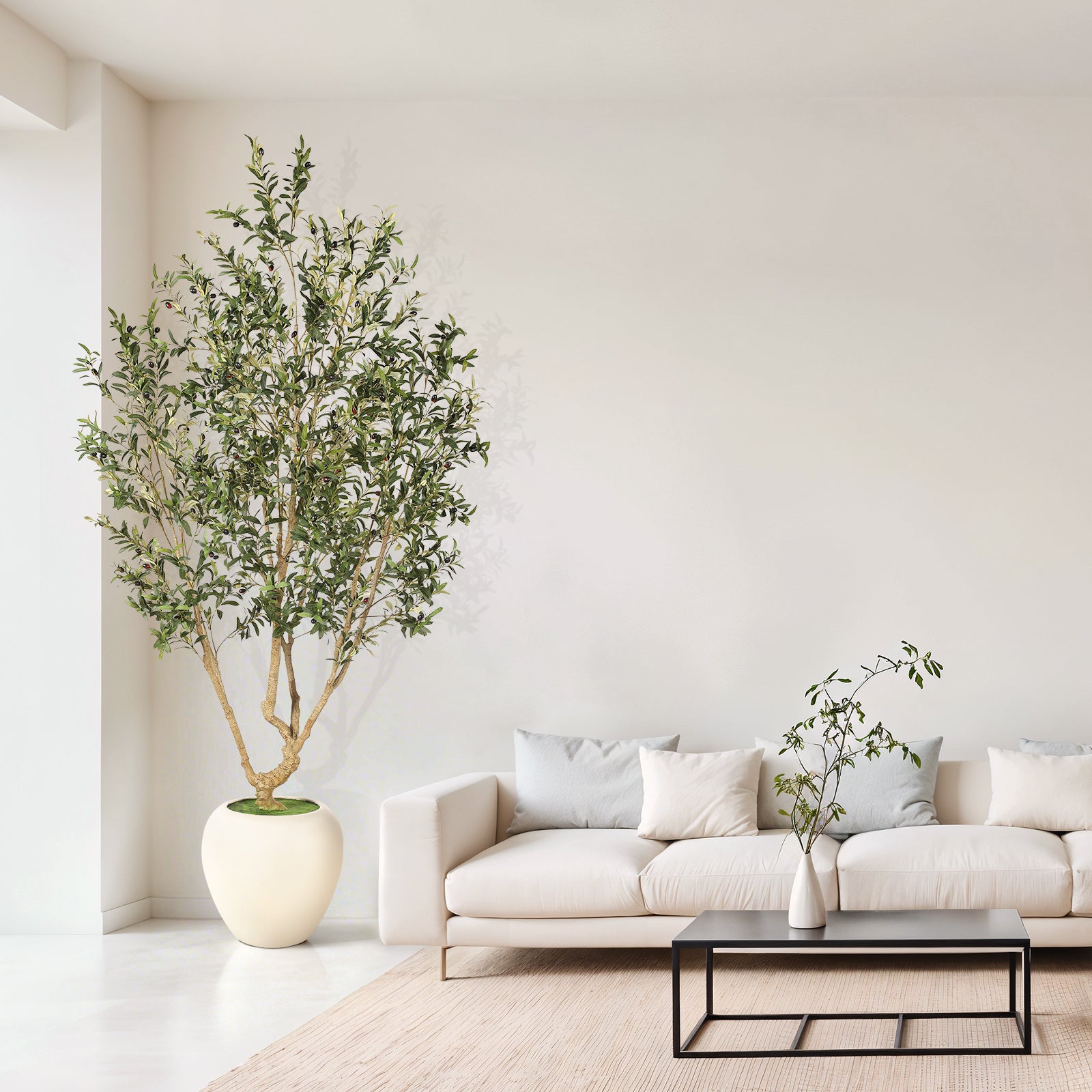 Realead 8’ Large Olive Tree with Tall Planter
